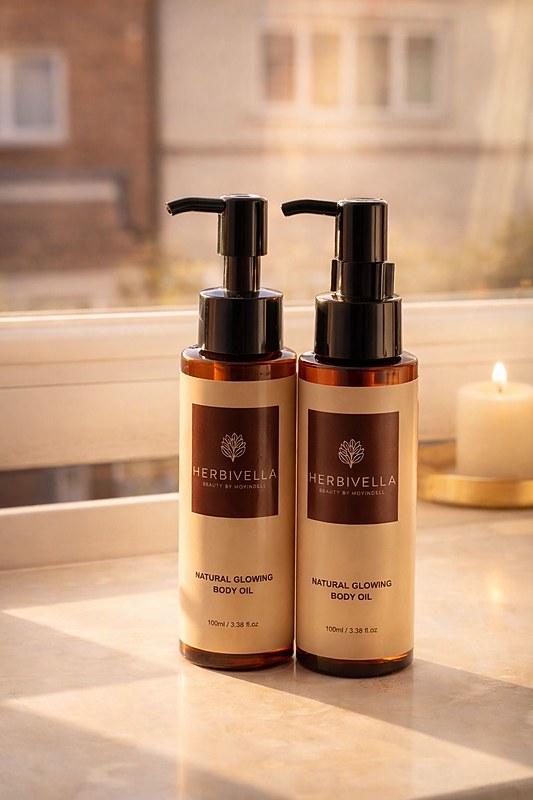 Body oil pair — golden hour