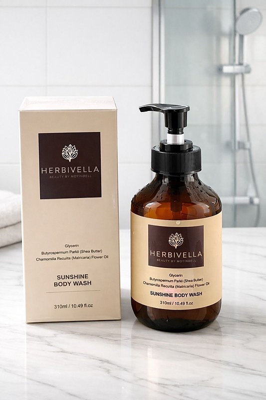 Sunshine Body Wash — marble bathroom